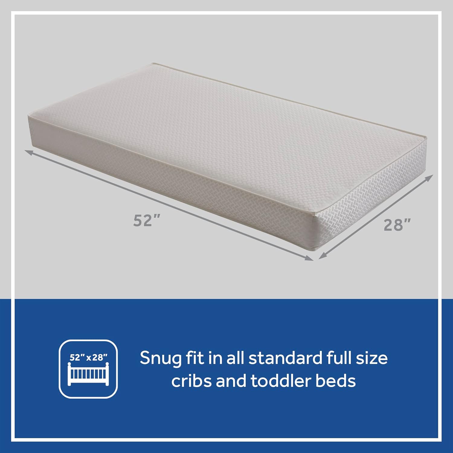 Sealy Baby 2 Cool 2 Stage Breathable Crib Mattress GREENGUARD Gold Certified, Made in USA, Premium Extra Firm Cooling Foam, Toddler Bed Fit, Non Toxic, Safety & Quality Tested, 52x28"