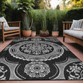 Luul Home Medallion Outdoor Rug 6x9 Washable Outside Carpet for Indoor Patio Porch Waterproof Easy Cleaning Non Shedding Area Rugs Black 6 x 9
