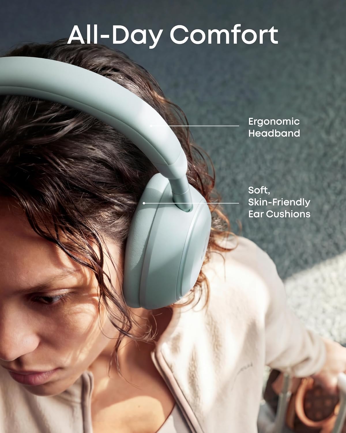 Soundcore Space 2 by Anker, Active Noise Cancelling Headphones with Protective Case, Comfortable Fit, 50H Playtime, LDAC Hi-Res Wireless Audio, Dual Connection, Clear Calls, Bluetooth 6.1, Nap Mode