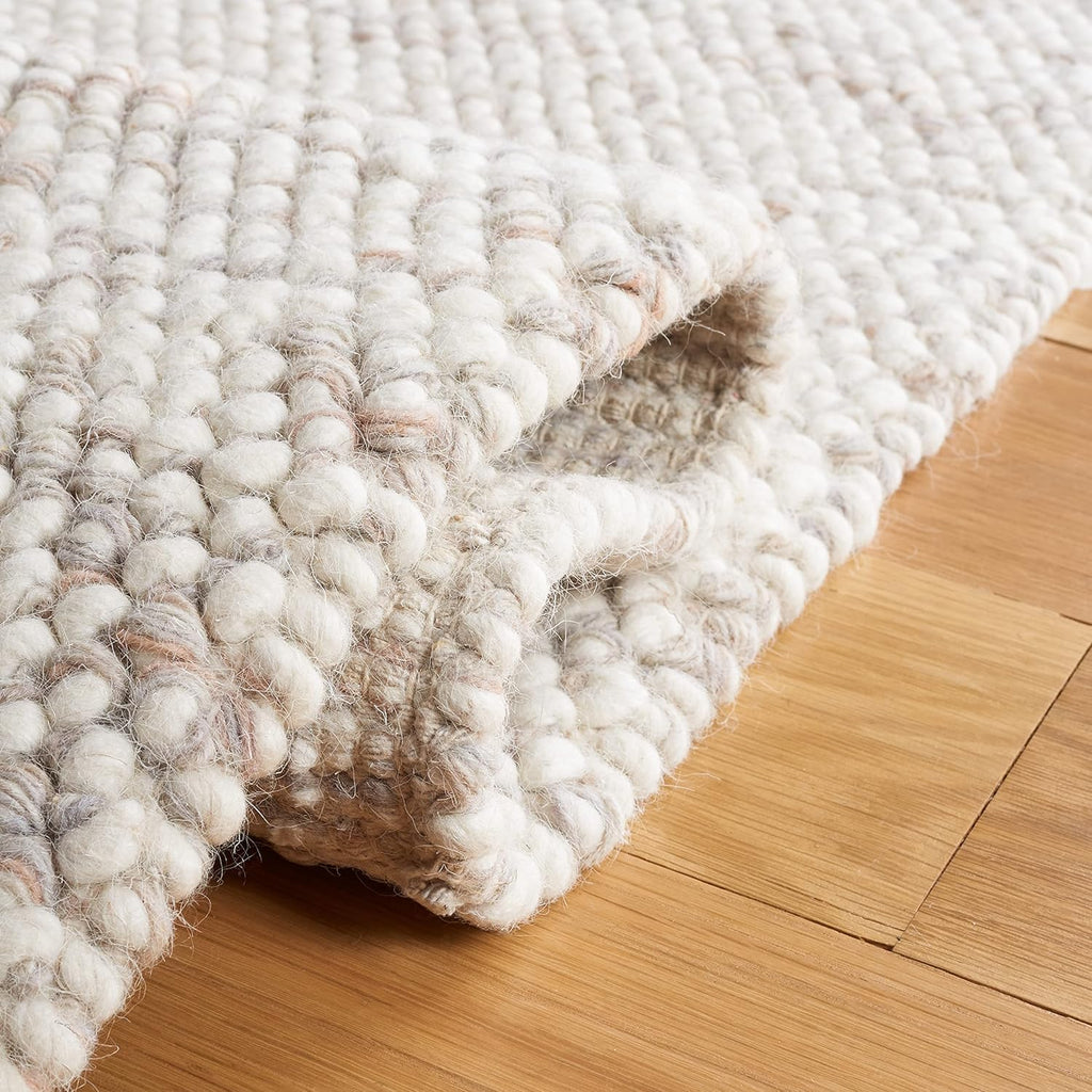 SAFAVIEH Area Rug 8x10 - Natura Collection - Large - Beige & Ivory, Handmade Wool, Ideal for Living Room, Bedroom, Dining Space (NAT182B)