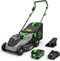TIECTOWN 40V 16-Inch Brushless Cordless Lawn Mower with 4.0Ah Battery & Charger, 2-in-1 Electric Push Mower, 5-Position Height Adjustment, Lightweight, Compact Storage, for Small Yards - Green