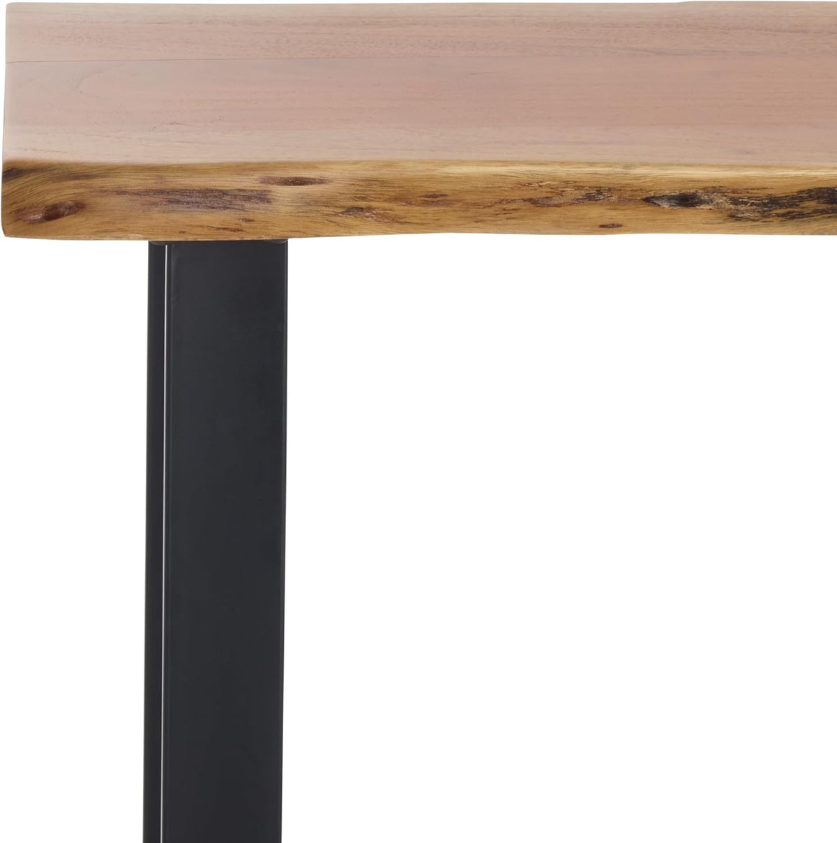 SAFAVIEH Home Collection - Adella Live Edge Entryway Console Table, Natural Wood Top with Black Metal Open Legs (CNS3704A)