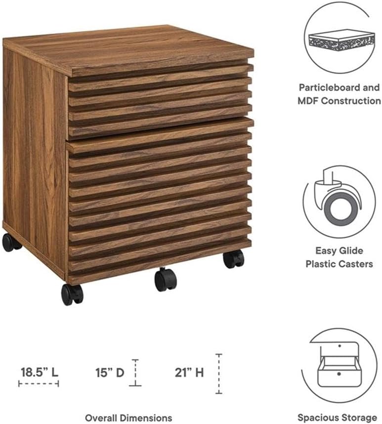 Modway EEI-5704-WAL Render Wood File Cabinet, Walnut