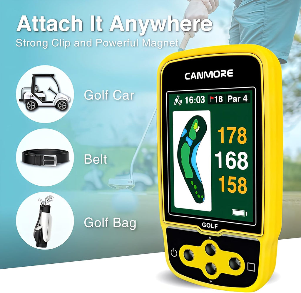 CANMORE HG500 Golf GPS - Extra Large Easy-to-Read Color Display, preloaded 41,000 Course map Worldwide Shape of The Green and The Fairway(Yellow)