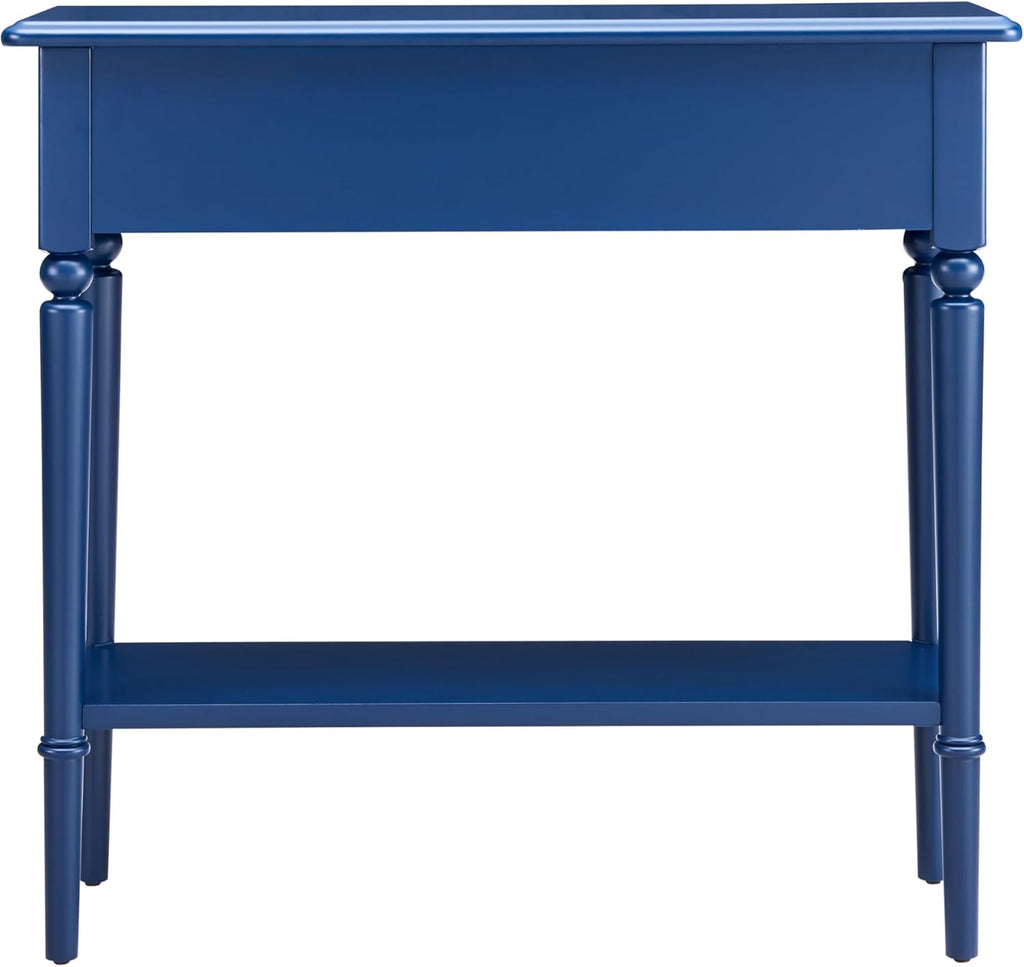 Leick Home Coastal Console Table, Solid Wood, 2 Storage Drawers, Bottom Display Shelf, Narrow Depth, Easy-Assembly, for Living Room/Hallway, Navy Blue, 30.0 in. W x 11.0 in. D x 28.0 in. H, 20027-NV