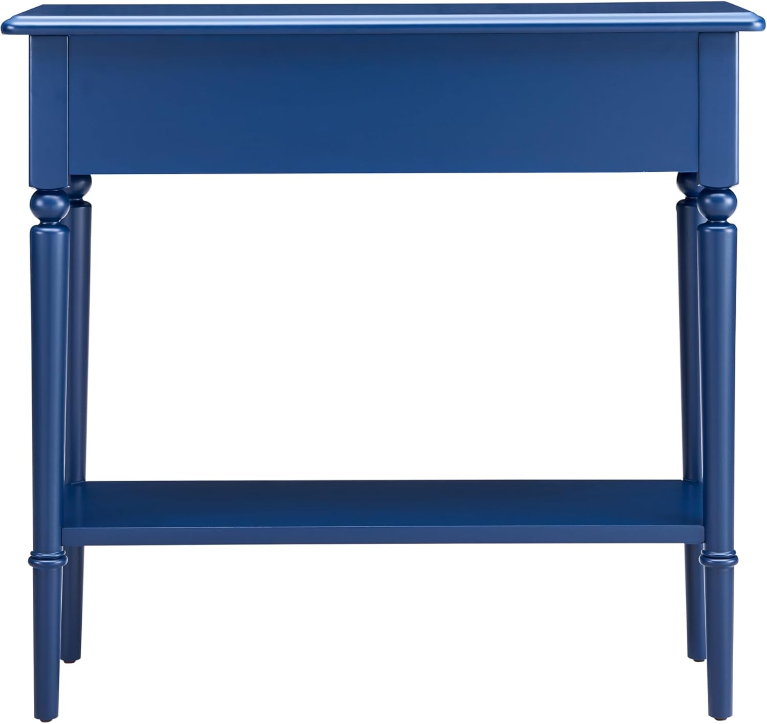 Leick Home Coastal Console Table, Solid Wood, 2 Storage Drawers, Bottom Display Shelf, Narrow Depth, Easy-Assembly, for Living Room/Hallway, Navy Blue, 30.0 in. W x 11.0 in. D x 28.0 in. H, 20027-NV