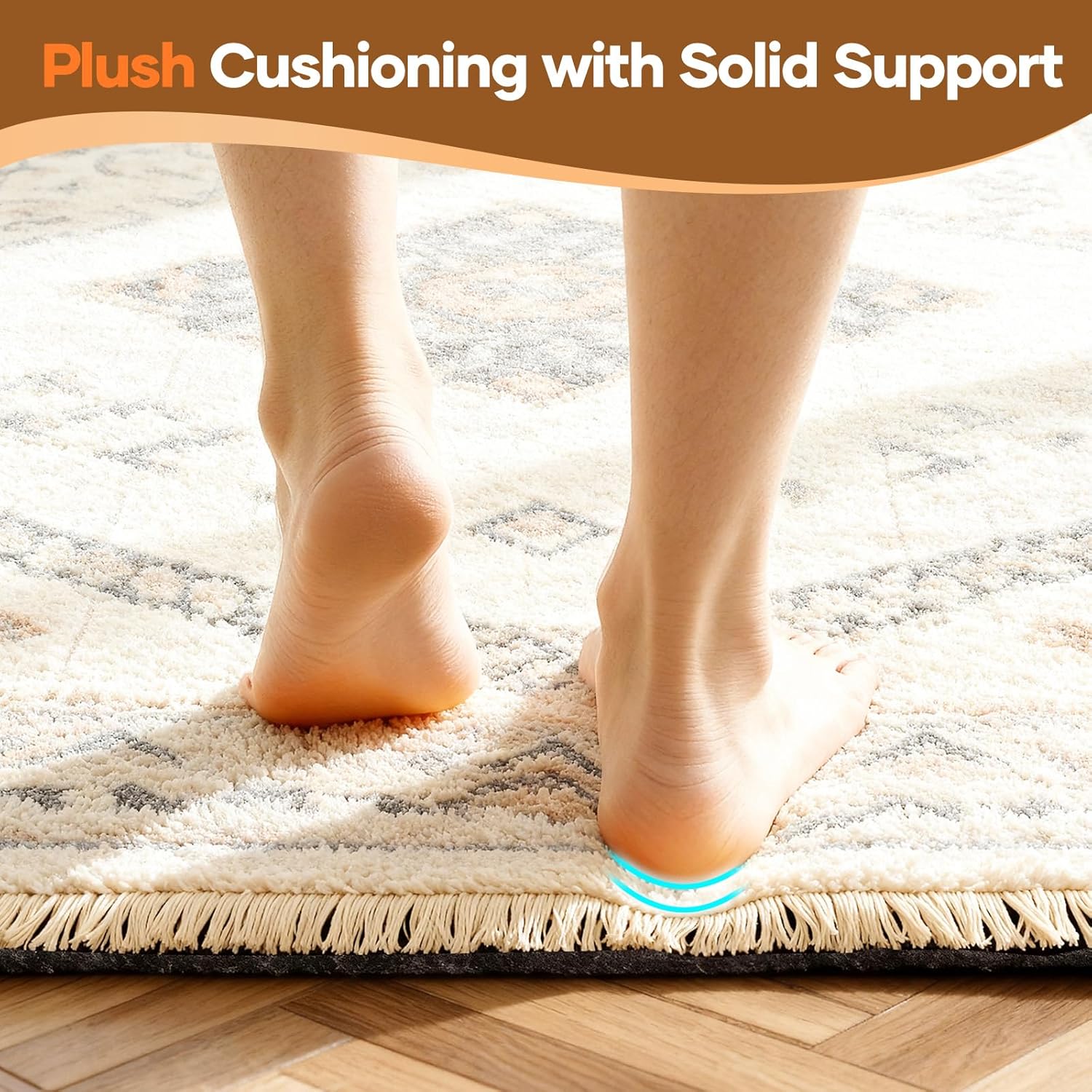 Veken Non Slip Cushioned Rug Pad Gripper 9 x 12 Ft, Felt and Silicone Backing, 1/4 inch Thick Carpet Liner for Hardwood Floors and Finishes, Under Area Rugs Anti Skid Mat, Keep Rugs Safe and in Place
