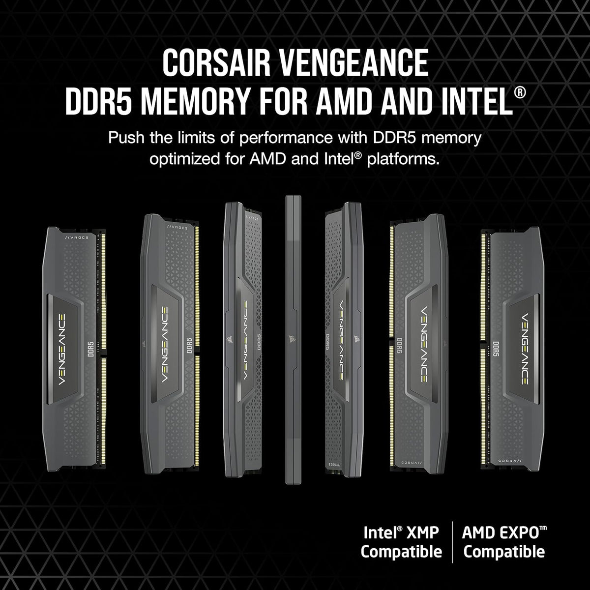 CORSAIR Vengeance DDR5 RAM 16GB (2x8GB) Up to 5200MHz CL40 AMD EXPO Intel XMP 3.0 Desktop Computer Memory - Gray