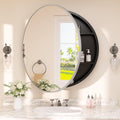 TETOTE Bathroom Mirror Cabinet 28 x 28 Matte Silver Gray Round Bathroom Medicine Cabinet with Mirror Adjustable Shelves Farmhouse Wall Mirror with Storage Surface Mounted