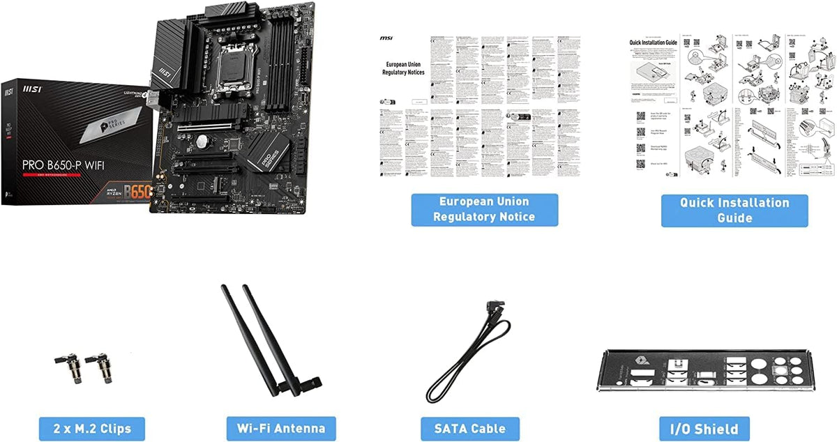 INLAND MSI PRO B650-P WiFi Motherboard with AMD Ryzen 5 7600X 6-Core Desktop Processor (AMD AM5, ATX, DDR5, PCIe 4.0)
