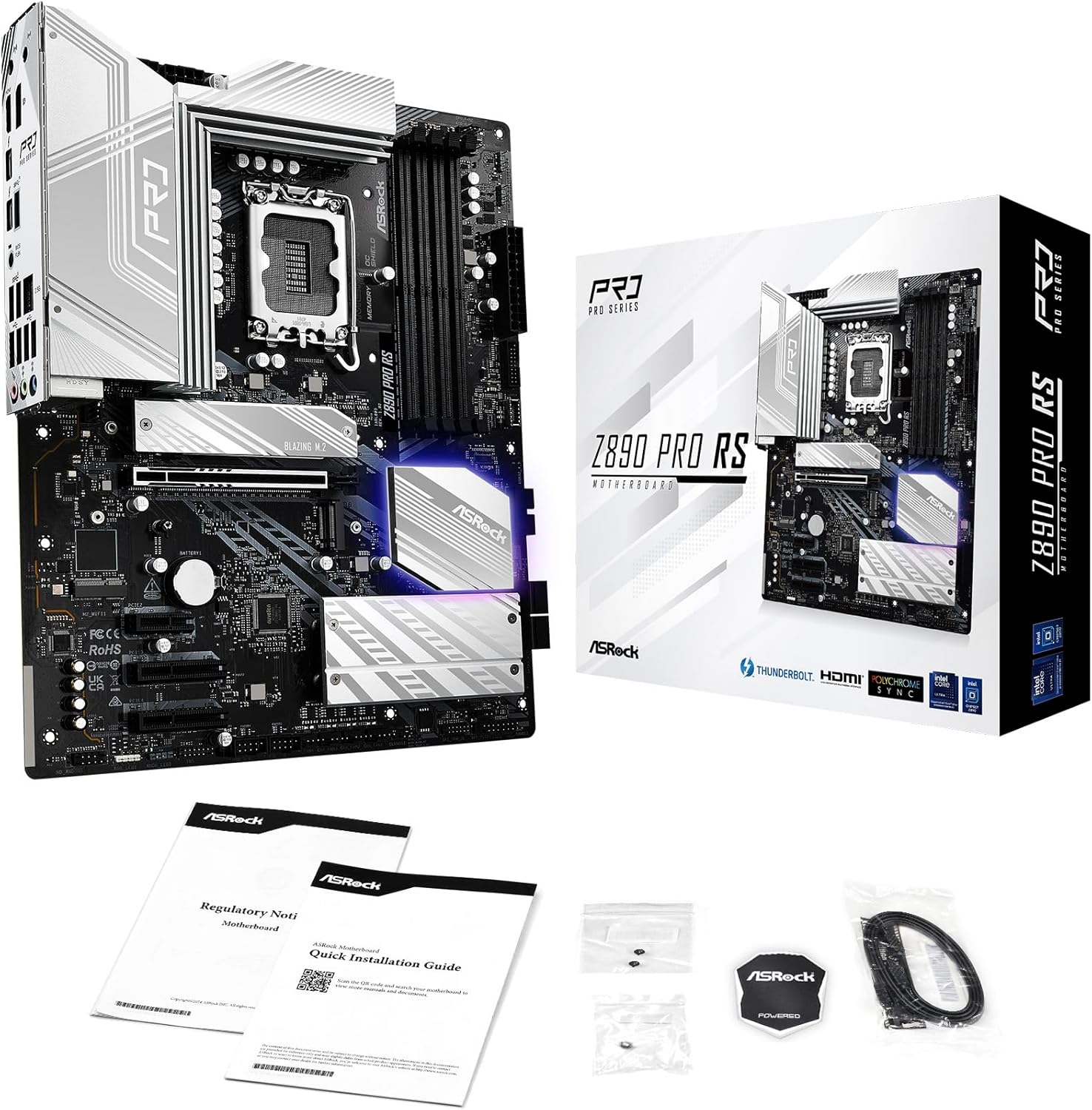 ASRock Intel Core Ultra Z890 Pro RS ATX Motherboard LGA1851 RL-ILM DDR5 8666 MHz 256 GB M.2 PCIe 5.0 Thunderbolt