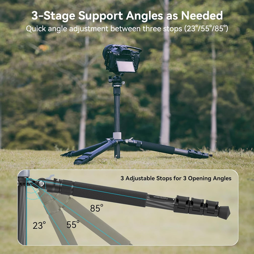 SmallRig AP-20 Carbon Fiber Tripod, 62.2" Camera Tripod Monopod with Center Column, Compact Lightweight Tripods with 360° Ball Head, Payload 26.5 lbs, Quick Release Plate, for DSLR Camera - 4059