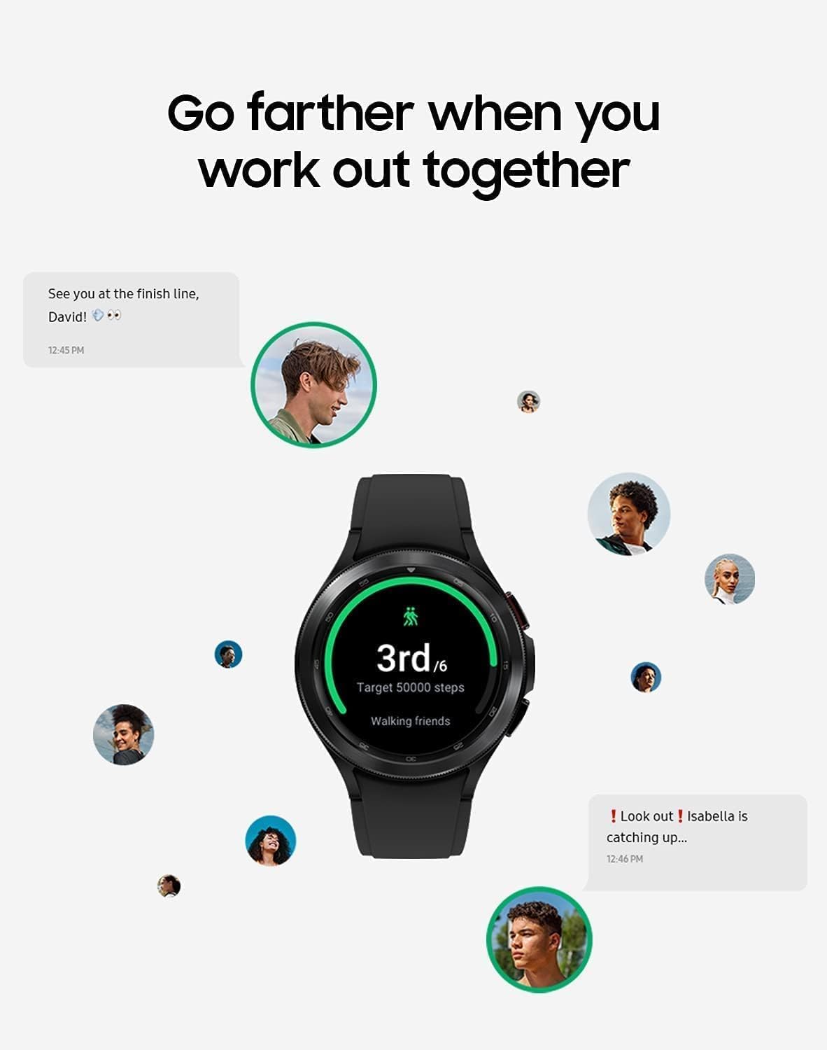 SAMSUNG Galaxy Watch 4 46 mm Smartwatch w/Bonus Band (White), ECG Monitor Tracker for Health, Fitness, Running, Sleep Cycles, GPS Fall Detection & Bluetooth, US Version, Black