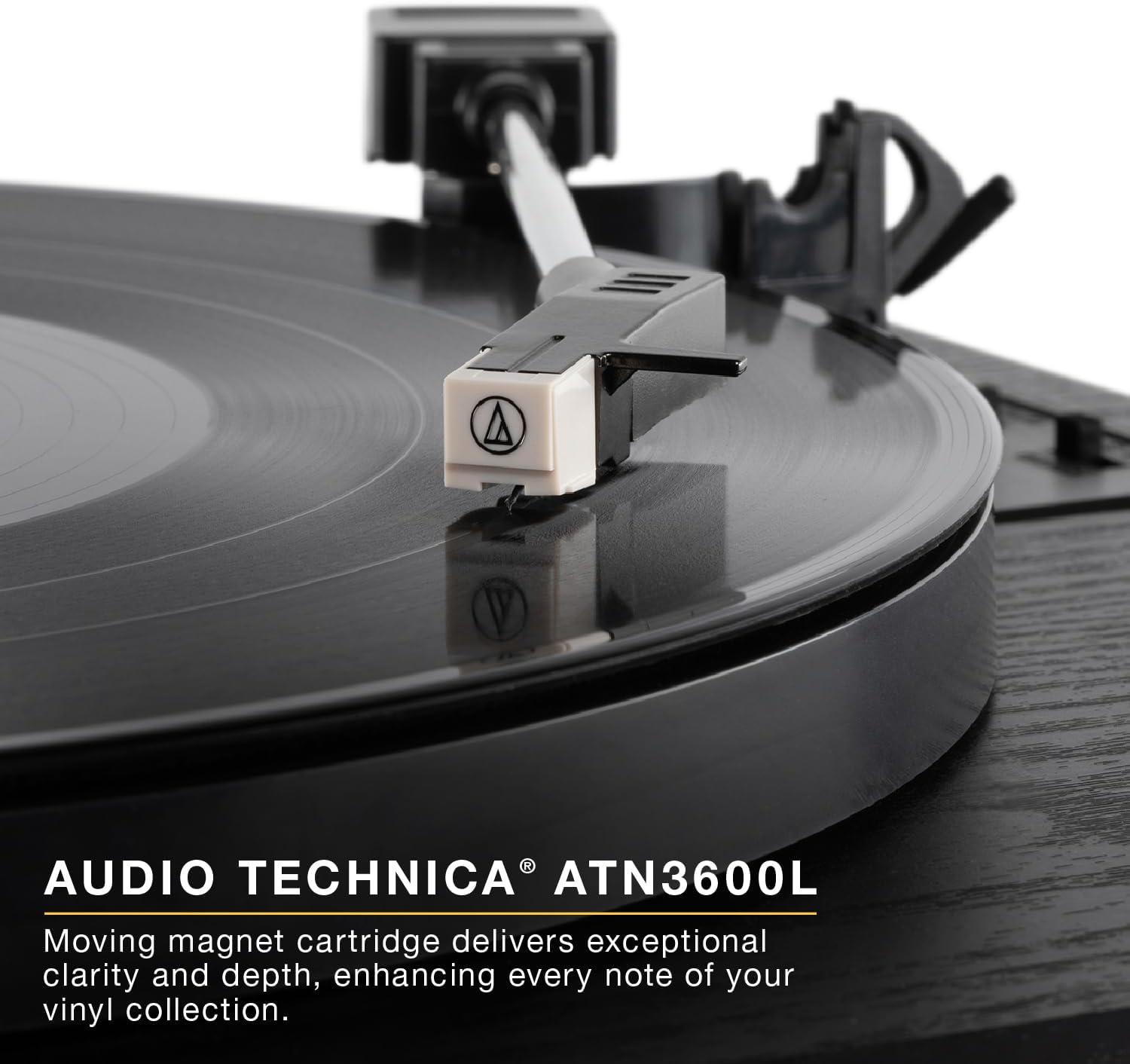Victrola Harmony – Bluetooth Turntable System– 3-Speed Vinyl Record Player, Stereo Bookshelf Speakers, Mid-Century Modern Design, Audio Technica ATN3600L, Bluetooth Input and Output (Black)