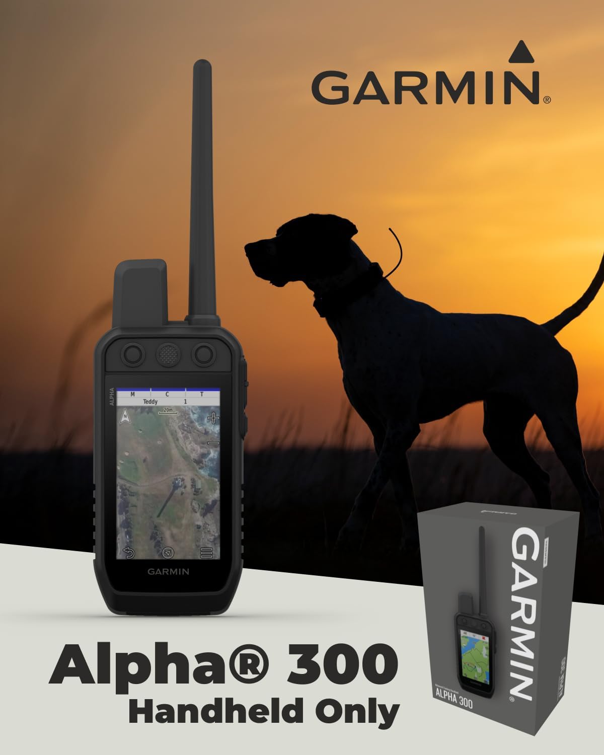 Garmin Alpha 300 Handheld, Advanced Dog Tracking and Training Handheld, Touchscreen with Leash and Whistle Bundle
