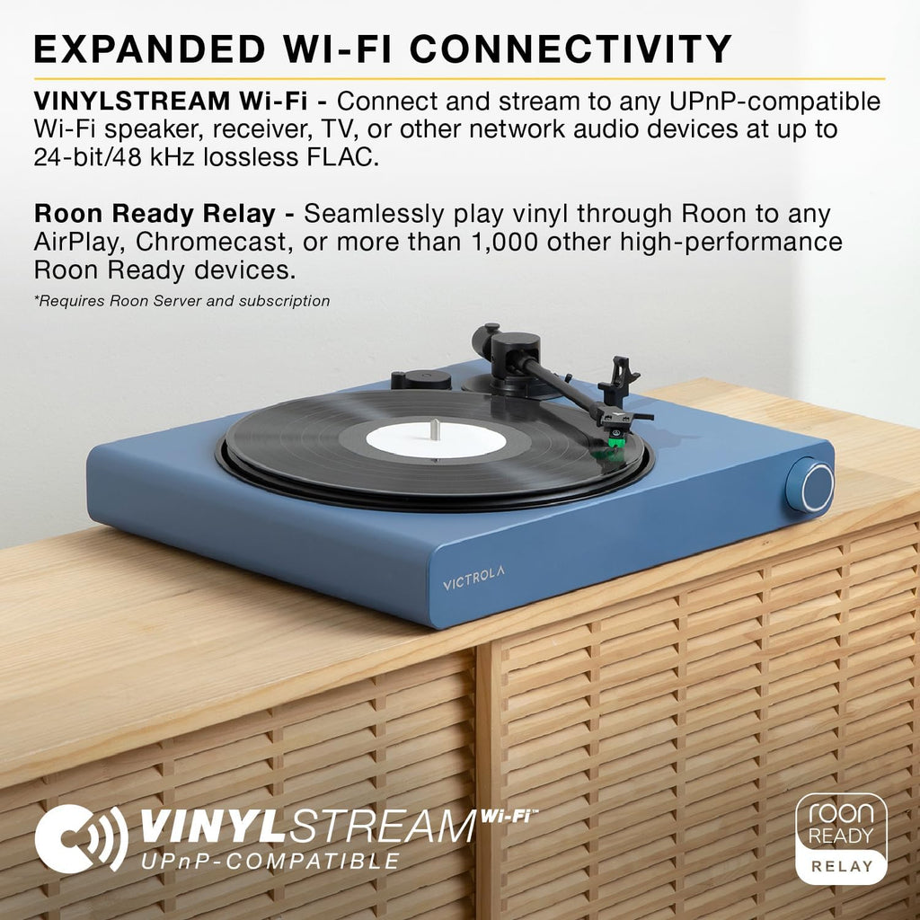 Victrola Stream Onyx - Wi-Fi Streaming 2-Speed Turntable with Bluetooth Output, Works with Sonos, UPnP Wi-Fi Streaming, Roon Ready Relay, Premium Moving Magnet Cartridge and Aluminum Tonearm (White)