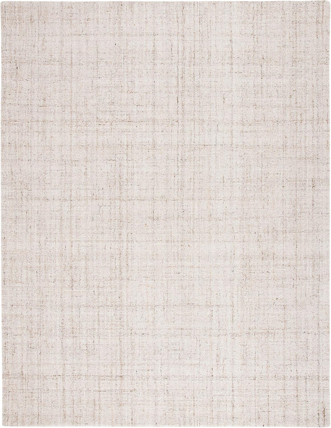 SAFAVIEH Abstract Collection Area Rug - 9' x 12', Ivory & Beige, Handmade Wool & Viscose, Ideal for High Traffic Areas in Living Room, Bedroom (ABT141D)