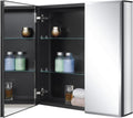 Fundin Black Aluminum Medicine Cabinet 24 x 24 Inch Recessed or Surface Mount, with Double Door and Adjustable Shelves.