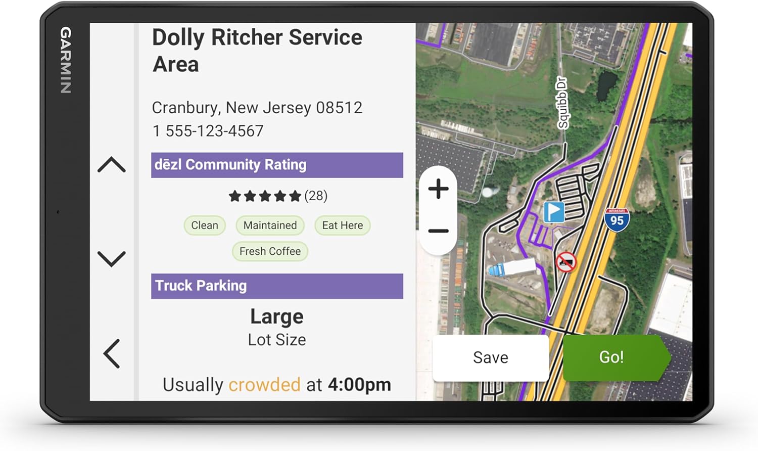Garmin dēzl™ OTR1020, Extra-Large High-Res 10” GPS Truck Navigator, Custom Truck Routing, Satellite Imagery, Wind Speed, Community-Shared Loading Docks, Dual-Orientation Display, Renewed