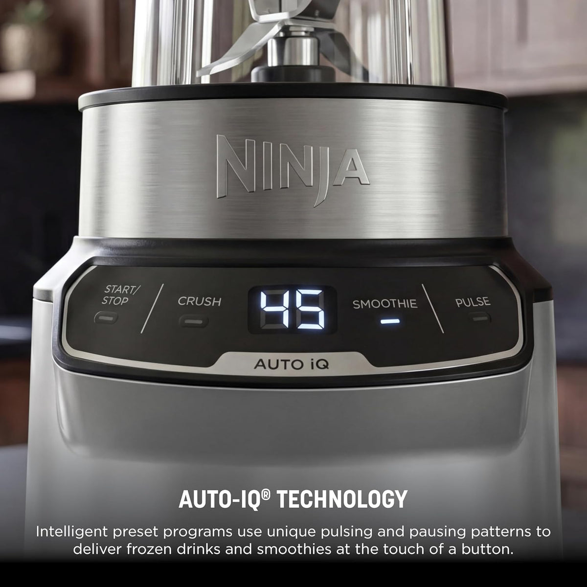 Ninja Nutri-Blender Pro with Auto-iQ | For Smoothies, Shakes, Frozen Drinks, Salsa, Dips | (2) 24-oz. To-Go Cups & Spout Lids | 1100-Peak-Watt | Silver | BN401