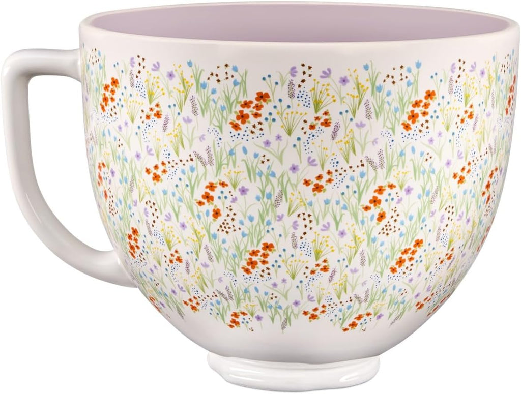 KitchenAid 5 Quart Ceramic Bowl, compatible 4.5 or 5Q Tilt-Head Stand Mixer, KSM2CB5WF, Wildflower