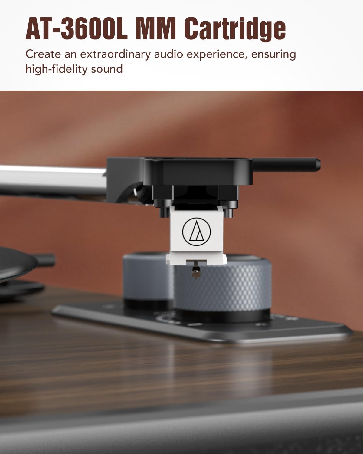 Udreamer Vinyl Record Player with Bluetooth Input, All-in-One Turntable with Built-in Speakers, AT-3600L Cartridge, Belt Drive 33/45 RPM, Auto Stop, Adjustable Lighting