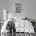 APSMILE Oversized King Feathers Down Comforter - Ultra Soft All Seasons 100% Organic Cotton Duvet Insert Medium Warm Quilted Bed Comforter with Corner Tabs (120x98, White)
