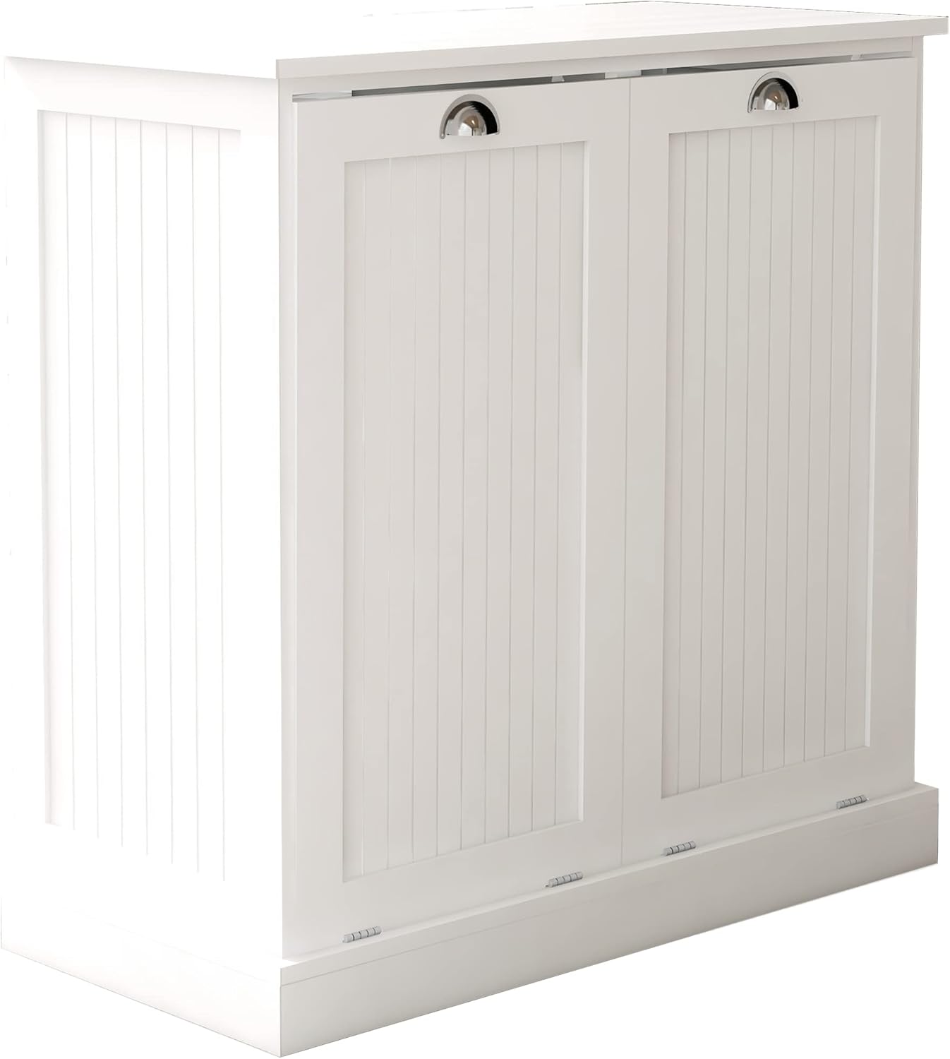 LUMISOL Double Tilt-Out Laundry Hamper Cabinet, Modern Laundry Cabinet with Removable Fabric Baskets, Wooden Bathroom Storage Cabinets with Doors for Living Room, Kitchen, White