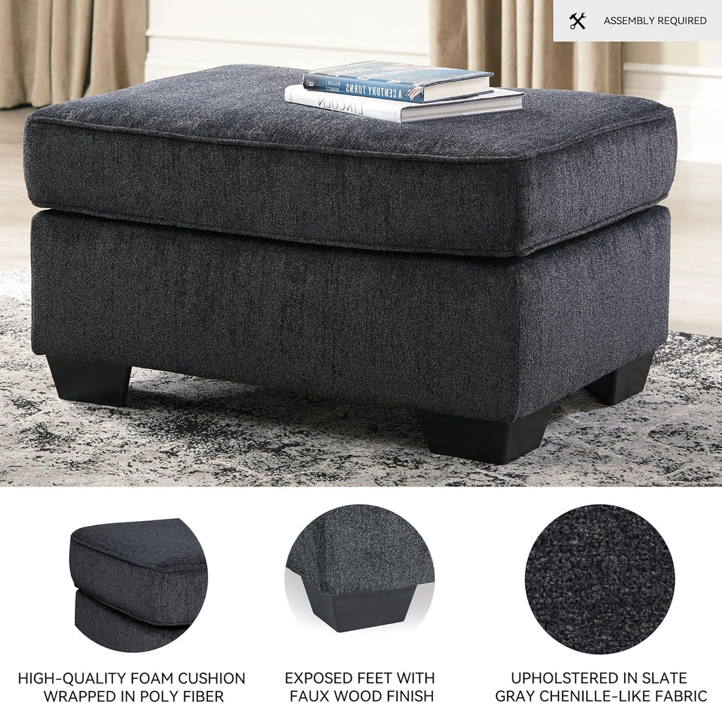 Signature Design by Ashley Altari Modern Rectangular Accent Ottoman, Dark Gray