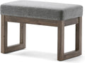 SIMPLIHOME Milltown Small Ottoman Bench - 27" Wide x 18" High Upholstered Linen Look Fabric Rectangle Footstool Ottoman in Grey, Contemporary Bench for Entryway with Cushioned Seat, Assembled