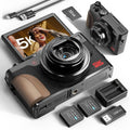64MP Digital Cameras for Photography 5K - 18X Zoom Autofocus, 3” 180° Screen Flips, Anti-Shake, 32GB Card & 2 Batteries, Vlogging Camera for Travel YouTube NBDDIGITAL (Black)