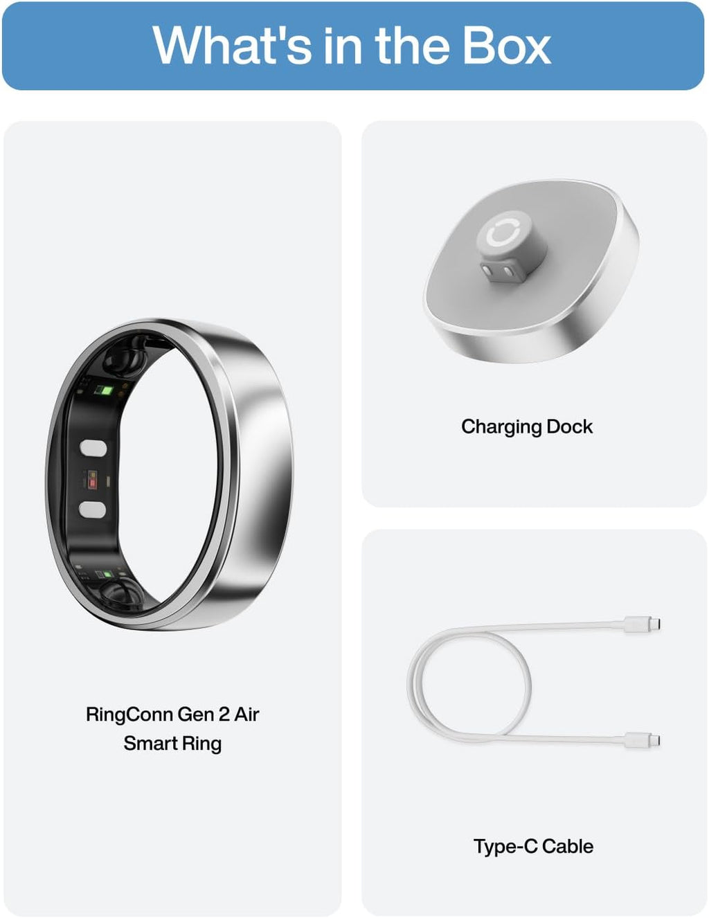 RingConn Gen 2 Air, Ultra-Thin AI Smart Ring, 10-Day Battery Life, Fitness/Sleep/Stress/HR Tracker for Women&Men, No App Fee for Standard Features, iOS & Android Compatible (Size 7, Galaxy Sliver)
