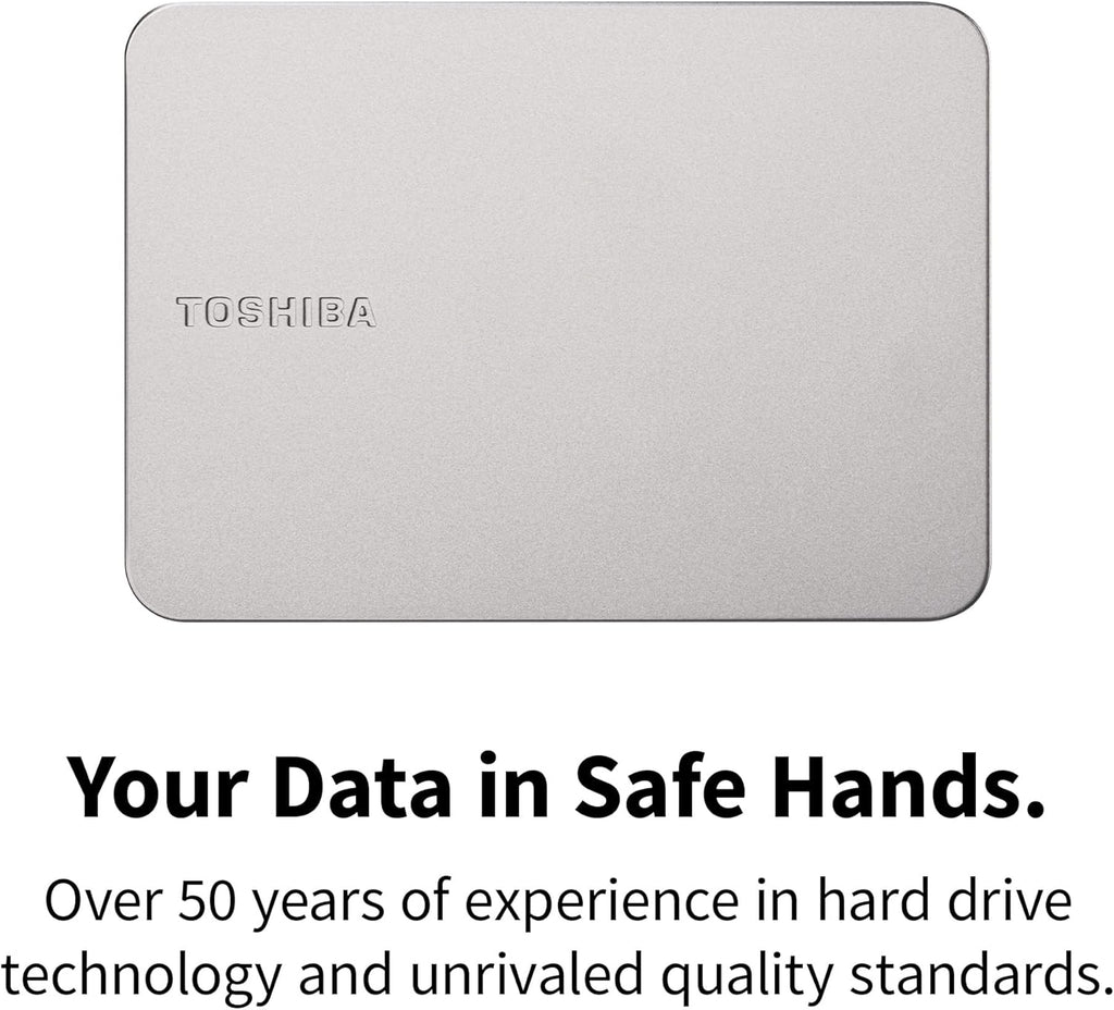 Toshiba Canvio Flex 1TB – Portable 2.5'' External Hard Drive (HDD) for Mac, Windows PC, Smartphone and Tablet Use, Compatible with Most USB-C and USB-A Devices, Warm Silver (HDTX210ESCAA)