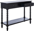 SAFAVIEH Furniture - Athena 2-Drawer Console Table - Black - Solid Wood - Farmhouse Classic Design - Ideal for Entryway, Living Room, Hallway, 35.5" W x 13" D x 29.5" H (CNS5702B)