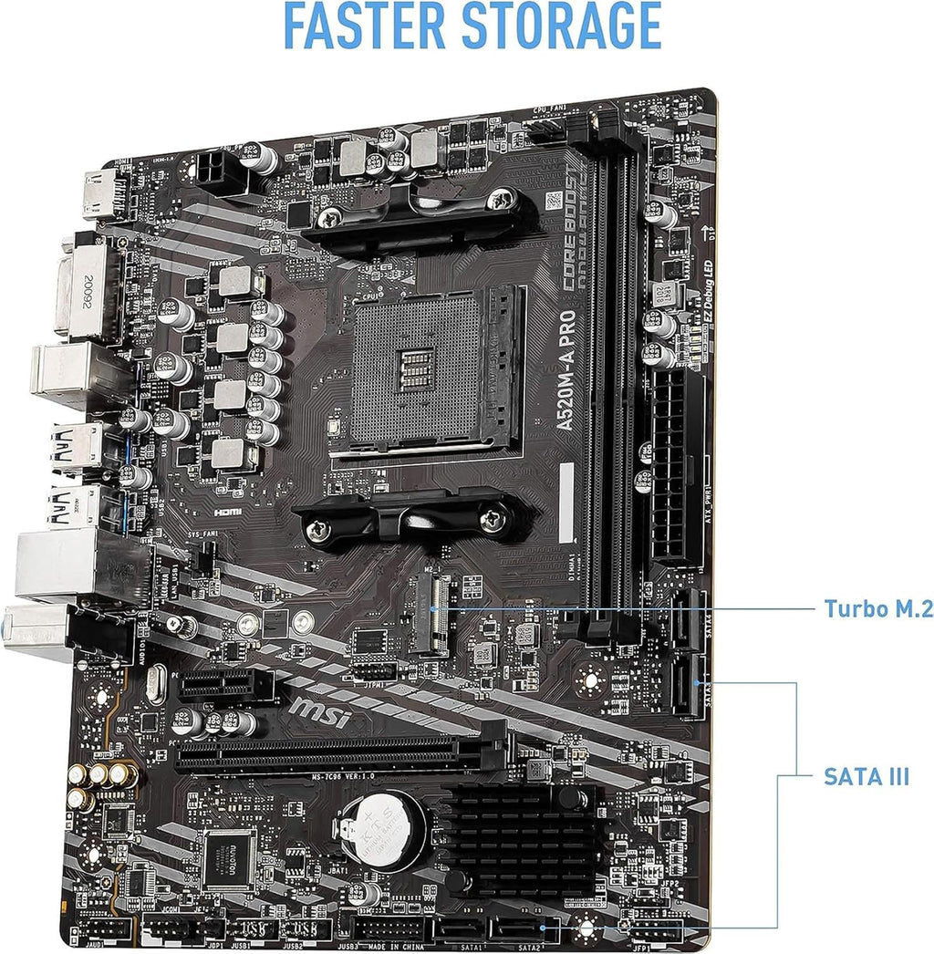 INLAND AMD Ryzen 5 5500 Unlocked Desktop Processor with MSI A520M-A PRO Gaming Motherboard (AMD AM4, DDR4, PCIe 4.0, Micro-ATX),
