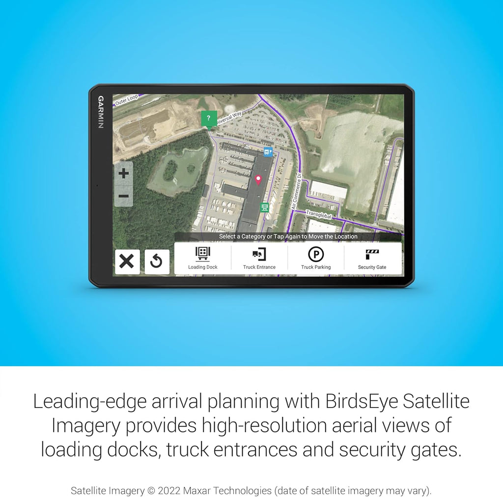 Garmin dzl OTR1010, Extra-Large, Easy-to-Read 10' GPS Navigator, Custom Truck Routing, High-Resolution Birdseye Satellite Imagery, Directory of Truck & Trailer Services (Renewed), Black