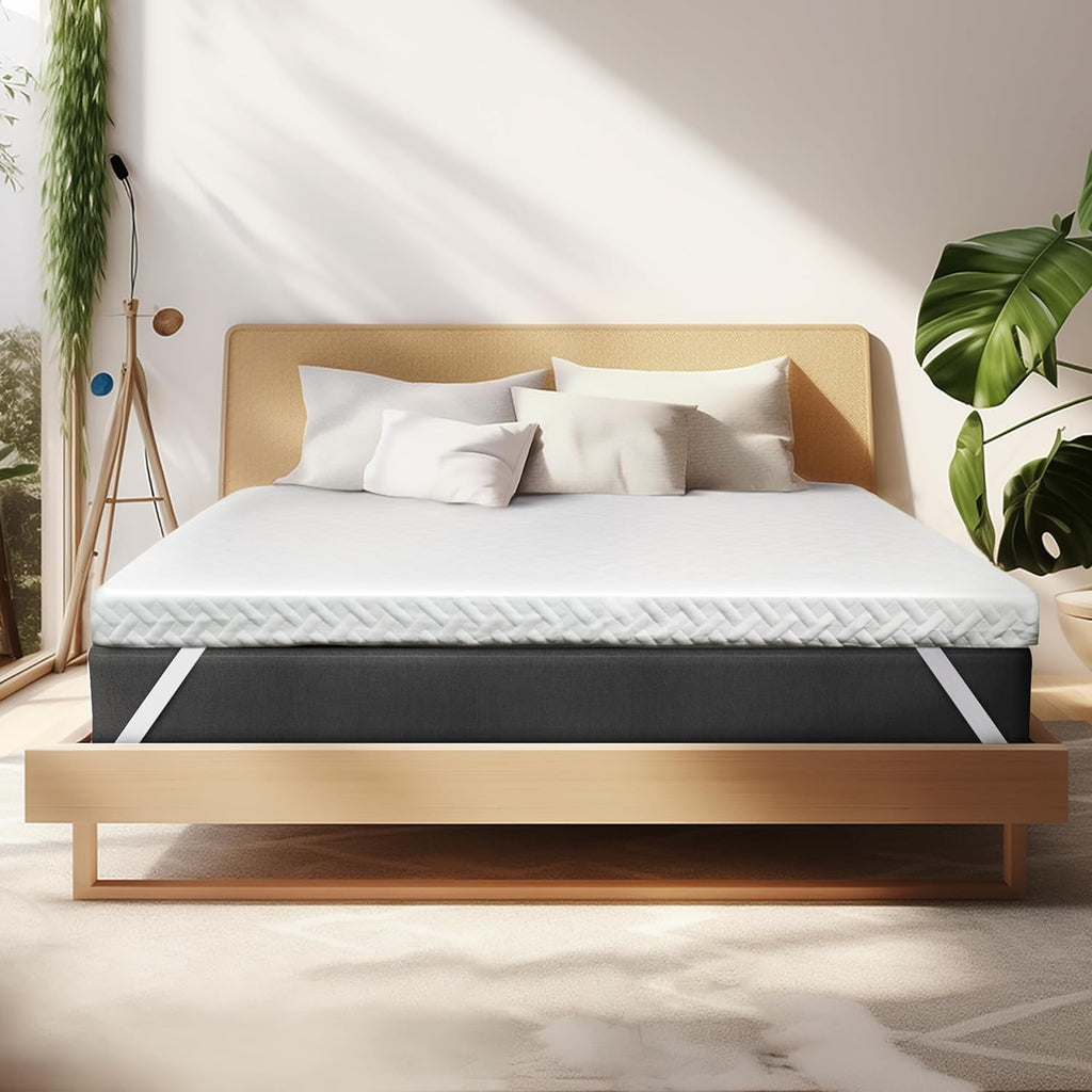 3 Inch Gel Memory Foam Mattress Topper Queen Size for Back Pain, Cooling Mattress Pad Bed Topper with Removable and Washable Bamboo Cover, CertiPUR-US & Oeko-Tex Certified – White