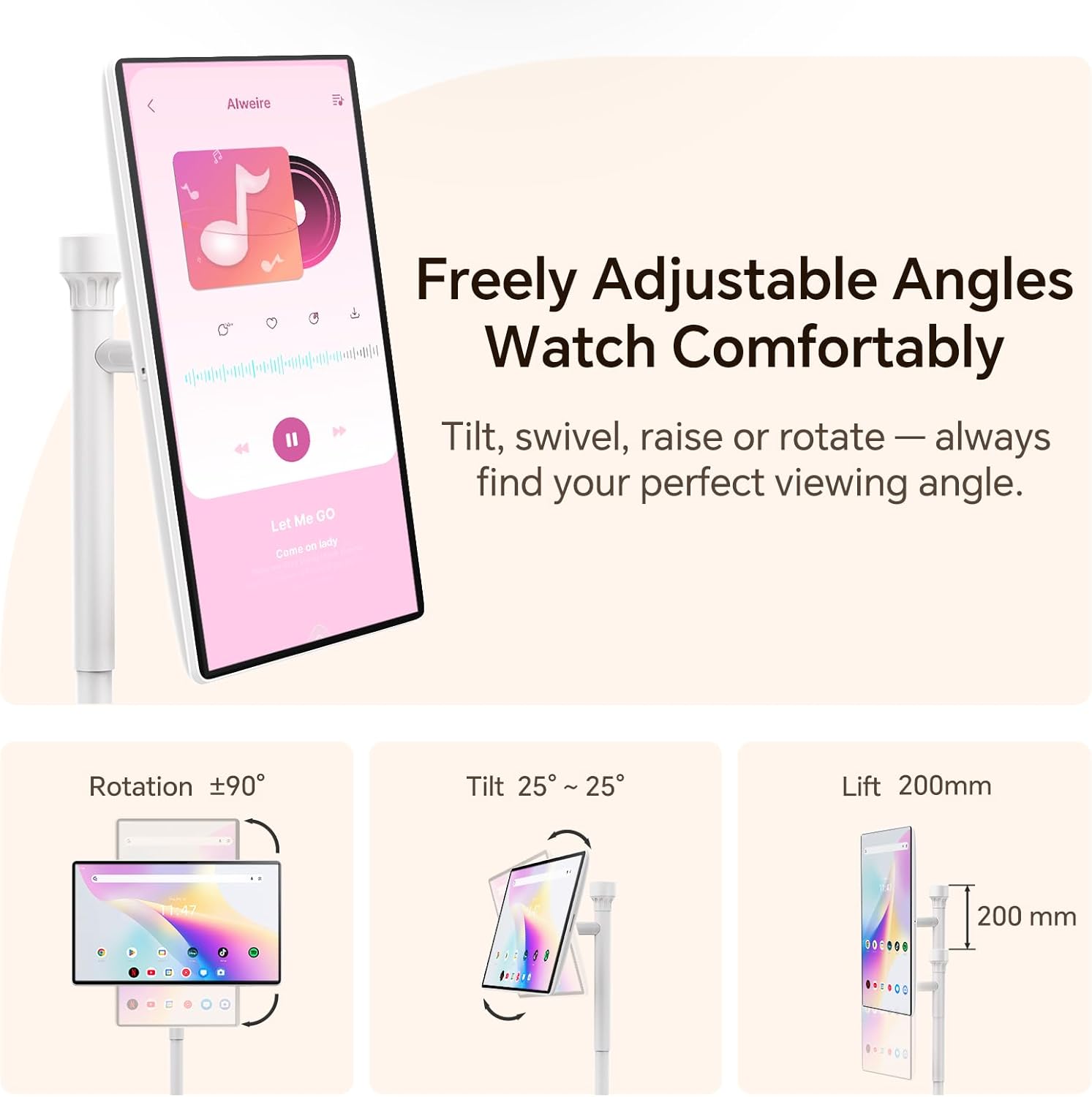 27" Portable TV with Hi-Fi Audio, 44W Quad Speakers & Subwoofer, Android 14 EDLA Touch Screen Monitor, 8GB+128GB, Built-in 8H Battery, 5MP Privacy Camera, Voice Remote Control