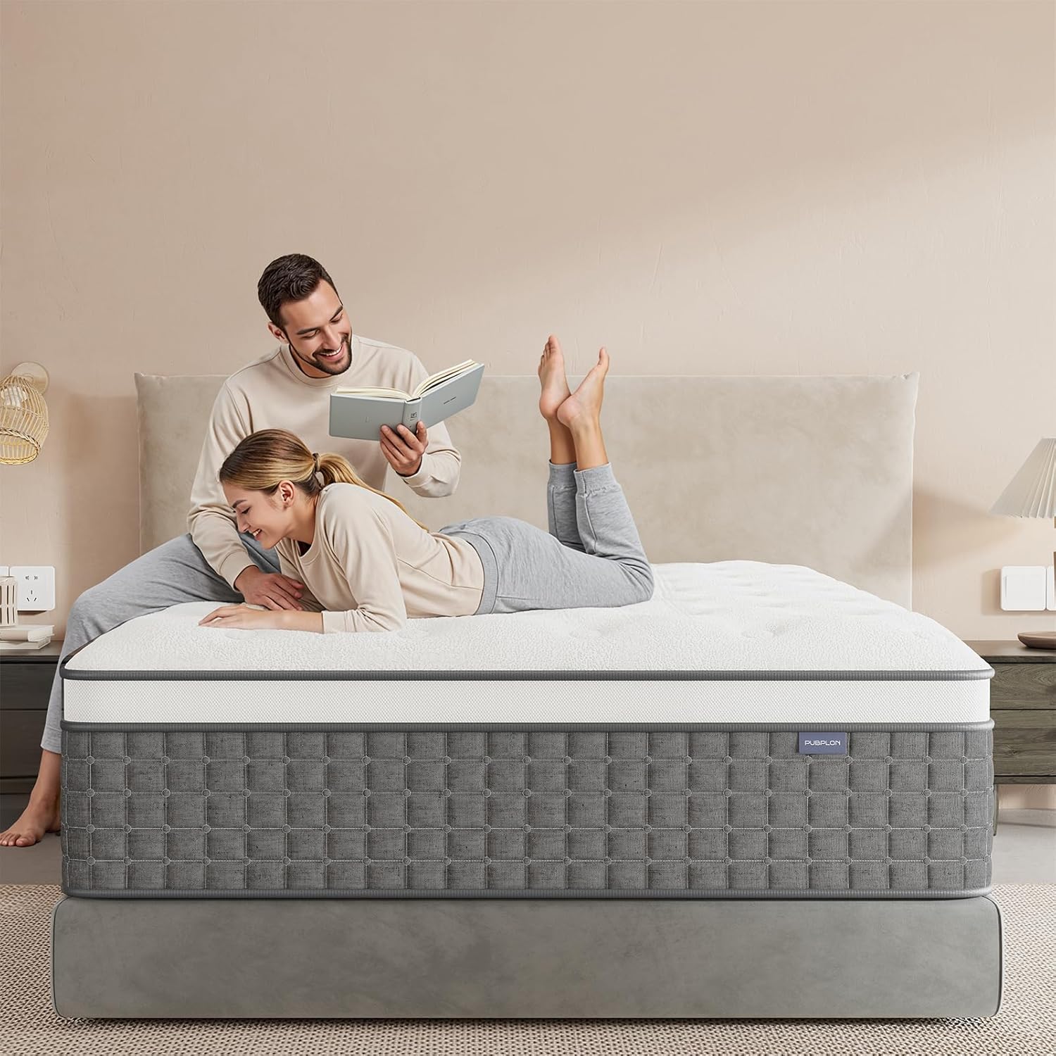 PUBPLON Full Size Mattress, 12 Hybrid Full Mattress in a Box, Medium Firm, Memory Foam & Pocket Springs for Pressure Relief, Motion Isolation, CertiPUR-US Certified, Fiberglass Free, 365 Night Trial