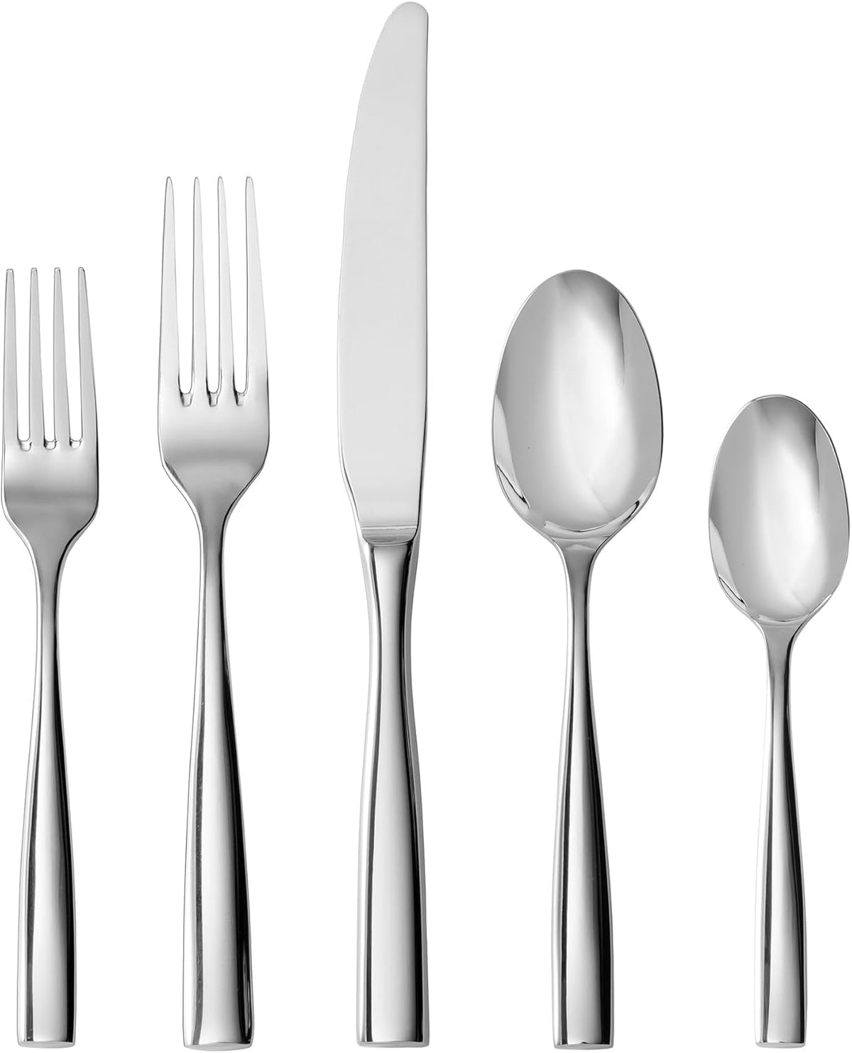 FORTESSA Lucca 18/10 Stainless Steel Flatware, 20 Piece Place Setting With Table Knives, Forks and Spoons (Service For 4), Dishwasher Safe, Polished