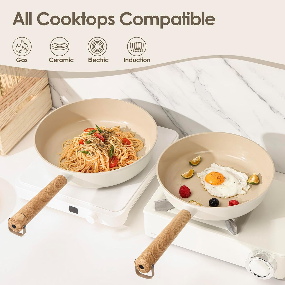 SENSARTE 14 Pcs Nonstick Ceramic Cookware Set, Non-toxic Pots and Pans Set, Healthy Non Stick Kitchen Cooking Set, PFAS/PTFE Free