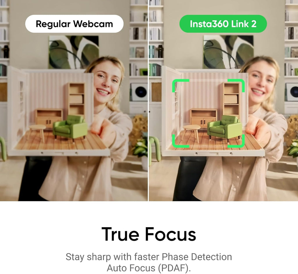 Insta360 Link 2 - PTZ 4K Webcam for PC/Mac, 1/2" Sensor, AI Tracking, HDR, AI Noise-Canceling Mic, Gesture Control for Streaming, Video Calls, Gaming, Works with Zoom, Teams, Twitch