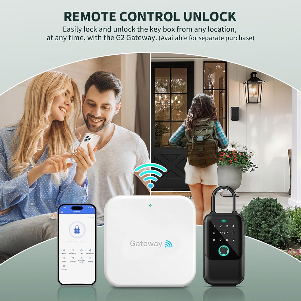Moquin Smart Key Lock Box, TTLock APP Control, Fingerprint, Manual Keys, Access Card, EKey and Passcode Unlock, Electronic Bluetooth Wireless Lock Box for Airbnb Realtor House Office