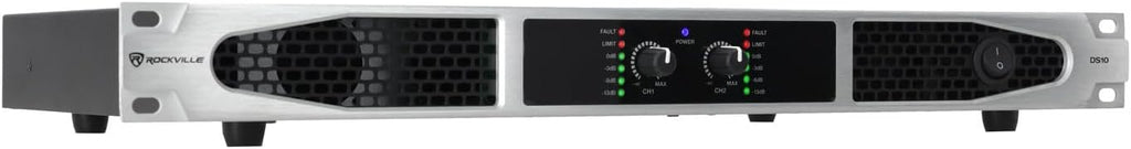 Rockville DS10 2-Channel Power Amplifier 4000W Peak / 1000W RMS, 1U Rack Mount, Class D, Pro Audio DJ Amp for Speakers or Subs