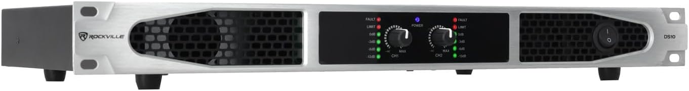 Rockville DS10 2-Channel Power Amplifier 4000W Peak / 1000W RMS, 1U Rack Mount, Class D, Pro Audio DJ Amp for Speakers or Subs