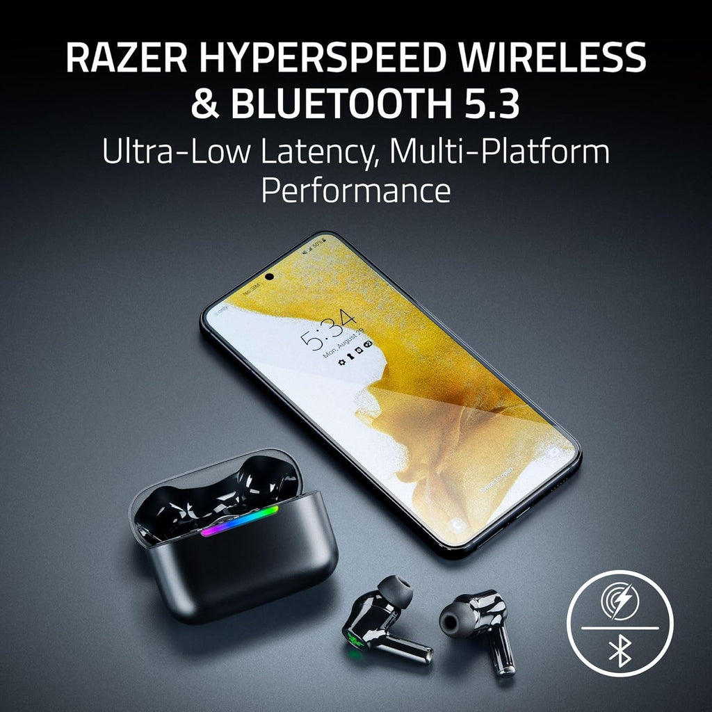 Razer Hammerhead V3 X HyperSpeed Wireless Multi‑Platform Gaming Earbuds – 2.4GHz & Bluetooth 5.3, Up to 35 Hr Battery, THX Spatial Audio, for Smartphones, PC, Laptop, Tablet, PS5, Steam Deck – Black