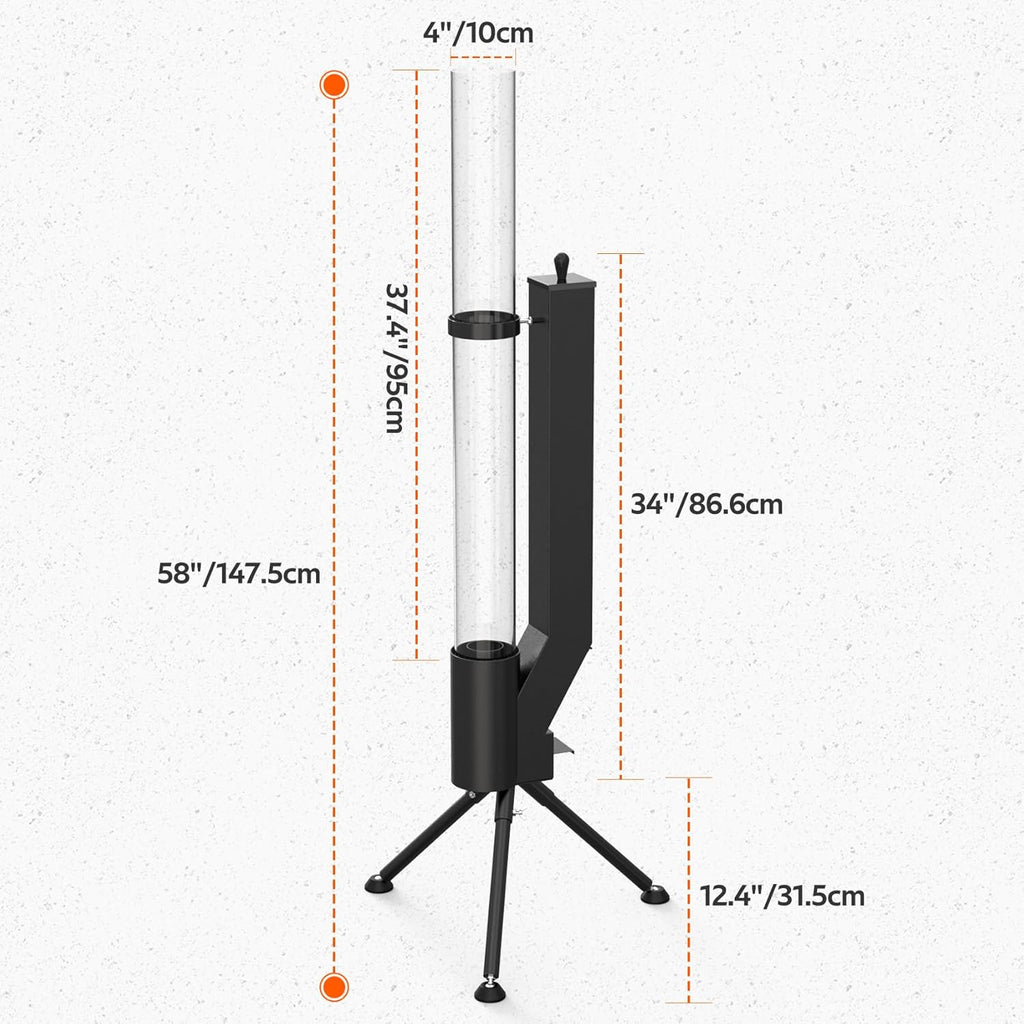 58" Wood pellet Patio Heater with Glass Tube, Portable Pellet Heater Fire Pit, Rocket Stove for Camping Backyard Porch Coffee Shop Outside Restaurant, Bonfire Party, RV, Tailgating, Beach, FP042