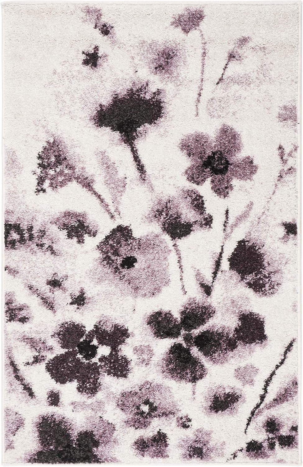 SAFAVIEH Adirondack Collection Area Rug - 9' x 12', Ivory & Purple, Floral Watercolor Design, Non-Shedding & Easy Care, Ideal for High Traffic Areas in Living Room, Bedroom (ADR127L)