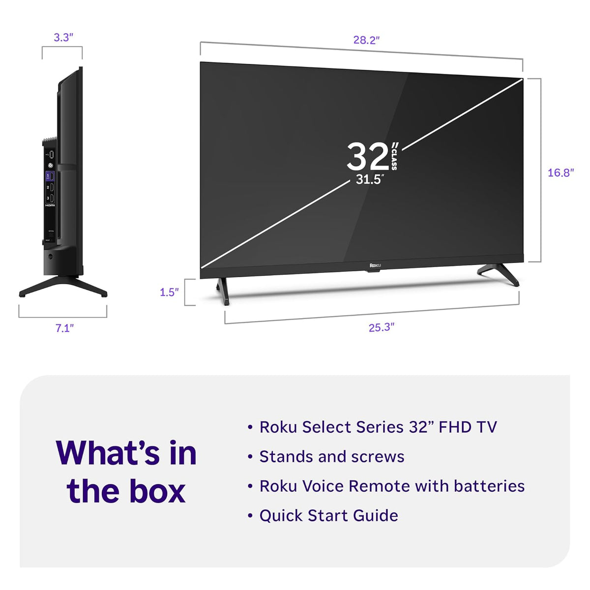 Roku Smart TV – 32-Inch Select Series, 1080p Full HD TV – Roku TV with Voice Remote – Flat Screen LED Television with Wi-Fi for Streaming Live Local News, Sports, Family Entertainment
