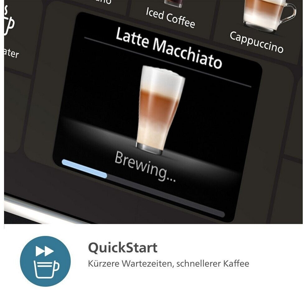 PHILIPS Kaffeevollautomat EP4441/50 4400 Series, 12 Kaffeespezialitäten (heiß oder eisgekühlt), LatteGo-Milchsystem, SilentBrew Technologie – Schwarz